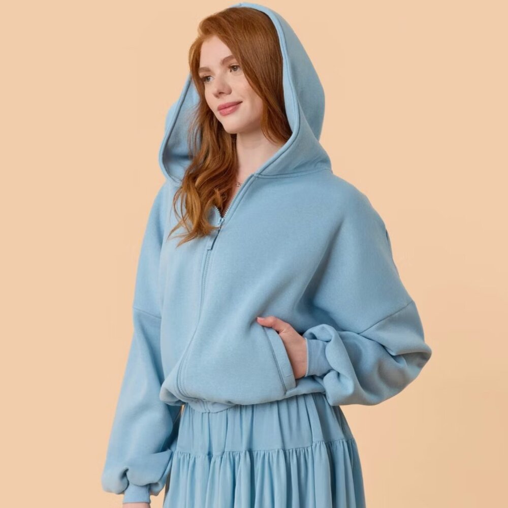 NWT Blogilates Marshmallow Full Zip Hoodie - Blue